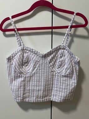 Versona White Striped Bustier Crop Top
